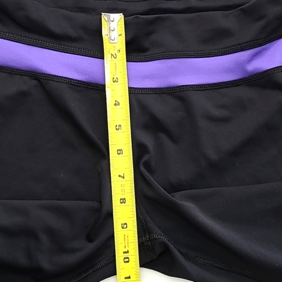 Tek Gear Fit & Flare Black with Purple Detailing Yoga Pants Size Large - Picture 10 of 12